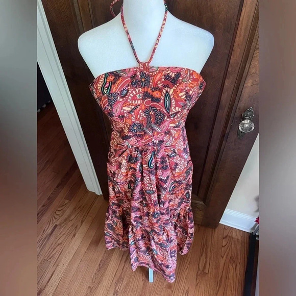 House of Harlow 1960 Revolve Paisley Cotton Halter Maxi Dress Women Size M - Picture 2 of 13